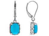 9x7mm Rectangular Cushion Sleeping Beauty Turquoise Rhodium Over Sterling Silver Earrings