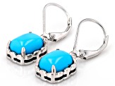 9x7mm Rectangular Cushion Sleeping Beauty Turquoise Rhodium Over Sterling Silver Earrings