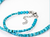 Blue Kingman Turquoise Graduated Sterling Silver Necklace 3-8mm