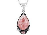 Pink Rhodochrosite Sterling Silver Enhancer with 18" Chain