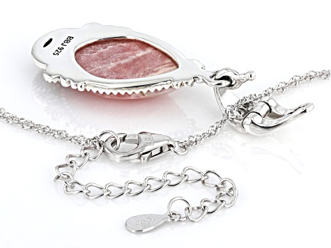 Pink Rhodochrosite Sterling Silver Enhancer with 18" Chain