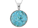 Blue Turquoise and Coin Replica Reversible Sterling Silver Enhancer with Chain