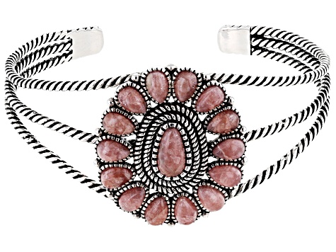 Pink Rhodochrosite Sterling Silver Cuff Bracelet