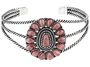 Pink Rhodochrosite Sterling Silver Cuff Bracelet