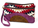 Tribal Pattern Double Zipper Fabric Wallet