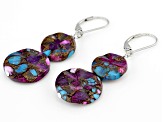 Blended Purple Spiny Oyster Shell and Turquoise Sterling Silver Dangle Earrings