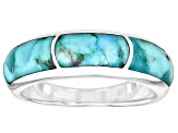 Blue Composite Turquoise Sterling Silver 3-Stone Inlay Ring