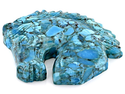 50x50mm Blue Composite Turquoise Horse Carving Decoration