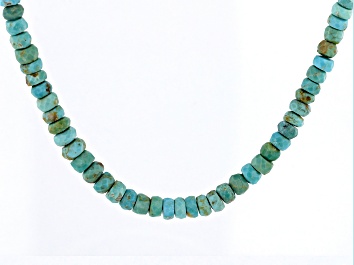 Picture of 4-6mm Kingman Turquoise Rhodium Over Sterling Silver 18" Beaded Necklace