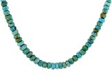 4-6mm Kingman Turquoise Rhodium Over Sterling Silver 18" Beaded Necklace