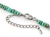 4-6mm Kingman Turquoise Rhodium Over Sterling Silver 18" Beaded Necklace