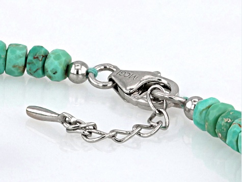 4-6mm Kingman Turquoise Rhodium Over Sterling Silver Beaded Bracelet