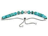5-7mm Sleeping Beauty Turquoise Rhodium Over Sterling Silver Beaded Bolo Bracelet