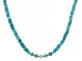 5-7mm Sleeping Beauty Turquoise Rhodium Over Sterling Silver Beaded Choker Necklace