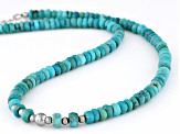 5-7mm Sleeping Beauty Turquoise Rhodium Over Sterling Silver Beaded Choker Necklace