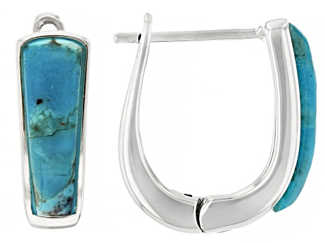 Blue Turquoise Sterling Silver Hoop Earrings