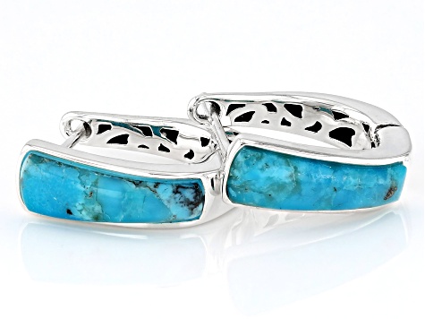 Blue Turquoise Sterling Silver Hoop Earrings