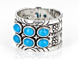 4x3mm Sleeping Beauty Turquoise Sterling Silver Band Ring