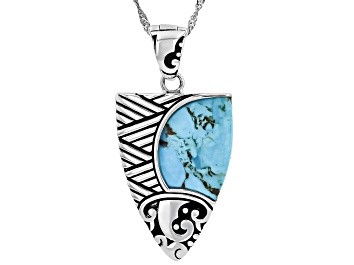 Picture of Blue Turquoise Sterling Silver Arrowhead Enhancer With Chain