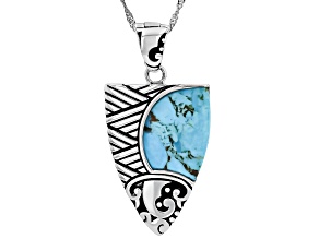 Blue Turquoise Sterling Silver Arrowhead Enhancer With Chain