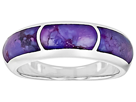 Purple Turquoise Sterling Silver 3-Stone Inlay Ring