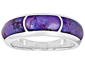 Purple Turquoise Sterling Silver 3-Stone Inlay Ring