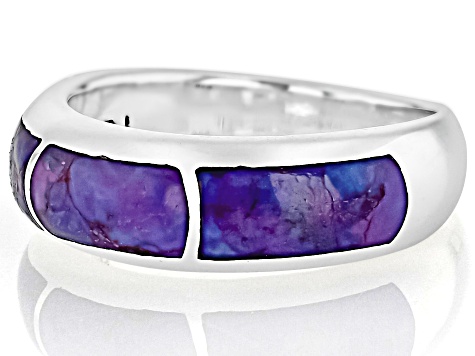 Purple Turquoise Sterling Silver 3-Stone Inlay Ring