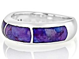 Purple Turquoise Sterling Silver 3-Stone Inlay Ring