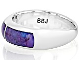 Purple Turquoise Sterling Silver 3-Stone Inlay Ring