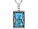 18x10mm Blue Turquoise Sterling Silver Pendant With Chain