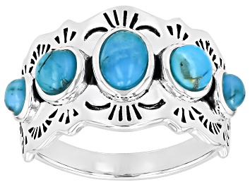 Picture of Multi-Stone Blue Turquoise Sterling Silver Ring