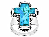 20x13mm Blue Composite Turquoise Sterling Silver Cross Ring