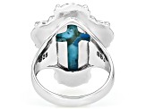 20x13mm Blue Composite Turquoise Sterling Silver Cross Ring