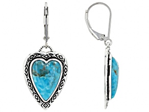 14x10mm Blue Turquoise Sterling Silver Heart Earrings