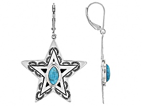 10x5mm Blue Turquoise Sterling Silver Star Earrings