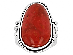 Sponge Coral Sterling Silver Solitaire Ring