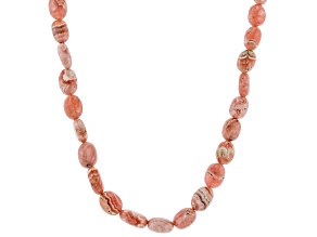 Rhodochrosite Beaded Sterling Silver Necklace