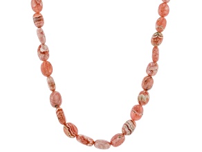 Rhodochrosite Beaded Sterling Silver Necklace 4x5-5x7mm