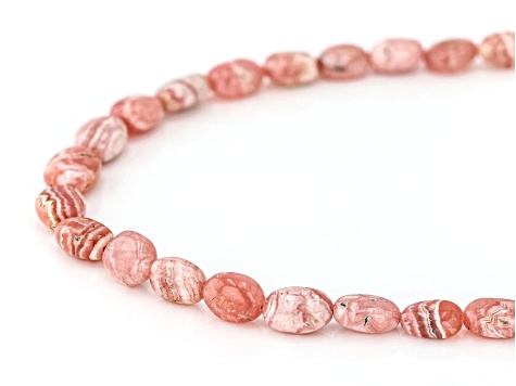 Rhodochrosite Beaded Sterling Silver Necklace 4x5-5x7mm - SWE3797