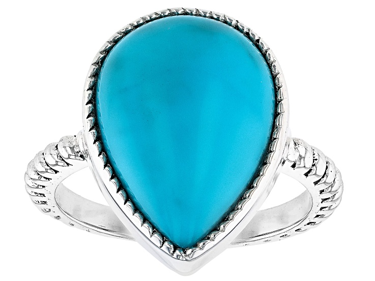 Sleeping Beauty Turquoise Sterling Silver Solitaire Ring 16x12mm