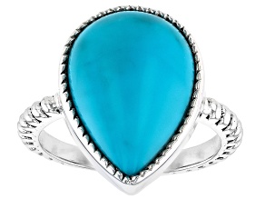 16x12mm Sleeping Beauty Turquoise Sterling Silver Solitaire Ring