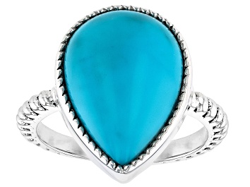 Picture of Sleeping Beauty Turquoise Sterling Silver Solitaire Ring 16x12mm