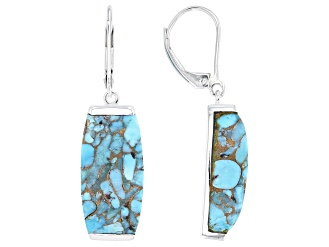 20x10mm Blue Copper Turquoise Sterling Silver Dangle Earrings