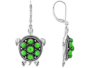 Green Turquoise Sterling Silver Turtle Earrings 3- 4mm