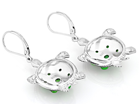 Green Turquoise Sterling Silver Turtle Earrings 3- 4mm