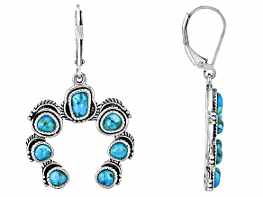 Blue Composite Turquoise Sterling Silver Squash Blossom Earrings