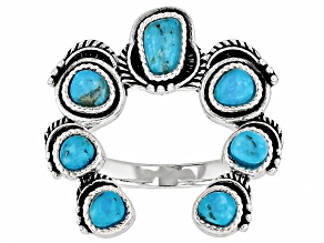 Blue Composite Turquoise Sterling Silver Squash Blossom Ring