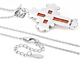 Sponge Orange Coral With Blue Turquoise Sterling Silver Cross Enhancer Pendant With Chain