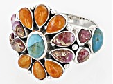 Blue Composite Turquoise & Multi-Color Spiny Oyster Shell Sterling Silver Ring 6x4mm