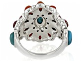 Blue Composite Turquoise & Multi-Color Spiny Oyster Shell Sterling Silver Ring 6x4mm